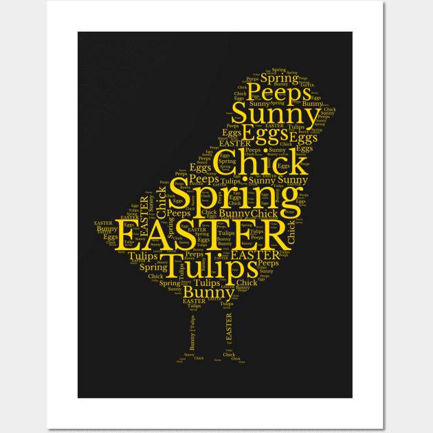 Cute Yellow Chick Easter Words Wall Art by JanesCreations